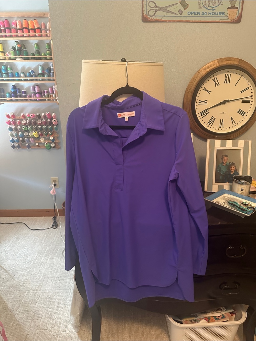 Jude Connally Regal Purple Long-Sleeve Polo Tunic